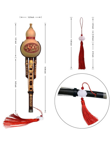 Hulusi Chino de Bambú Púrpura Clave C Hecho a Mano