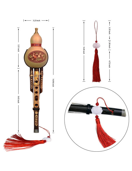 Hulusi Chino de Bambú Púrpura Clave C Hecho a Mano