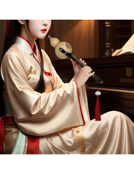 Hulusi Chino de Bambú Púrpura Clave C Hecho a Mano