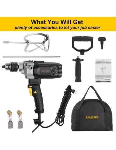 Mezclador de Taladro ROLAYSEE TOOLS 10A 1200W 5/8" Velocidad Variable