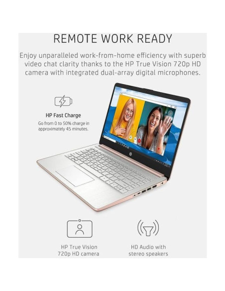 HP 2024 Portátil 14" Quad-Core 4GB RAM 192GB Rosa Oro