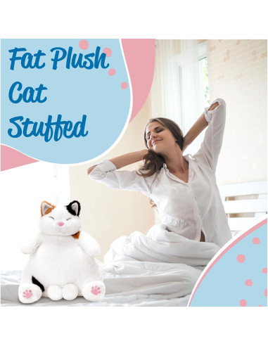 Gato de Peluche Suave OOPSHANA Grande 34.8 cm Blanco