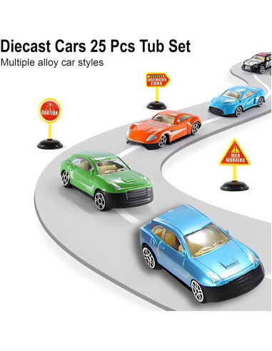 Paquete de 25 coches miniatura Liberty Imports 1:64 con almacenamiento