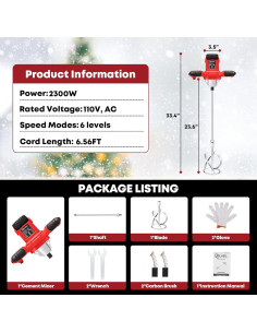 Mezclador de Cemento SILVEL 2300W 6 Velocidades 110V 2