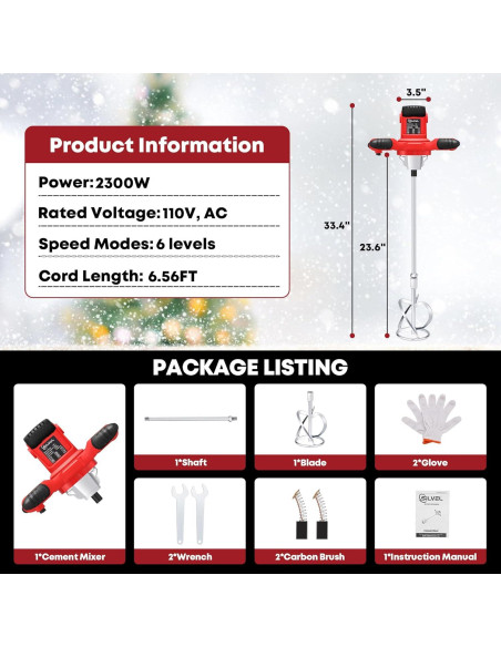 Mezclador de Cemento SILVEL 2300W 6 Velocidades 110V