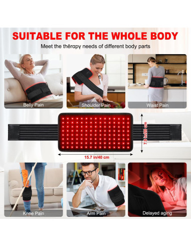 Cinturón de Terapia de Luz Roja Myipyi 40x20cm Alivio Dolor