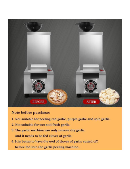 Pelador de Ajo Eléctrico KZU Acero Inoxidable 200W 25kg/h