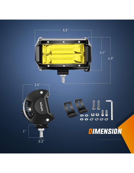 Barra de Luz LED Nilight ZH304 72W Amarillo 10800 Lúmenes