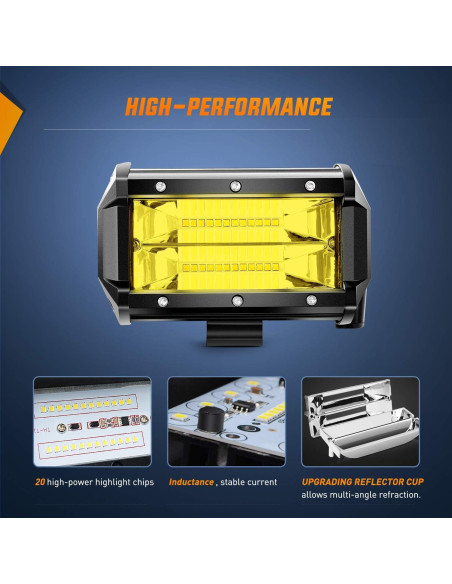Barra de Luz LED Nilight ZH304 72W Amarillo 10800 Lúmenes