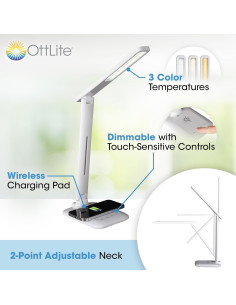 Lámpara de Escritorio LED OttLite Charge Up con Carga Inalámbrica 2