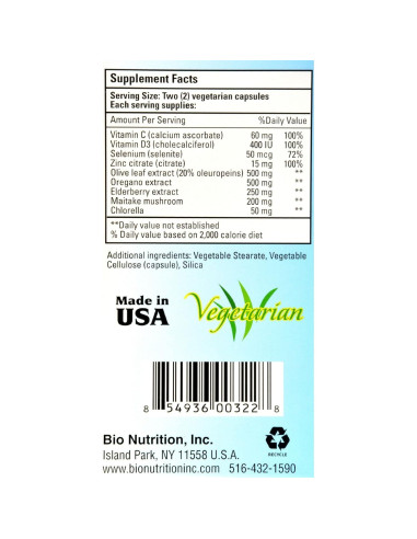 Suplemento Inmunológico Bio Nutrition 60 Cápsulas Vegetarianas