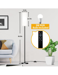 Lámpara de pie LED Qaubauyt JP-RGB blanca 170 cm control remoto 2