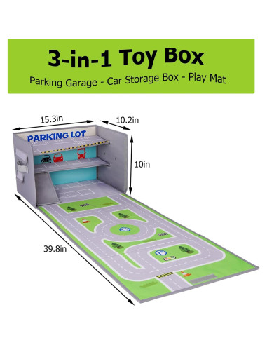Caja de Garaje Livememory 3 en 1 para Coches de Juguete