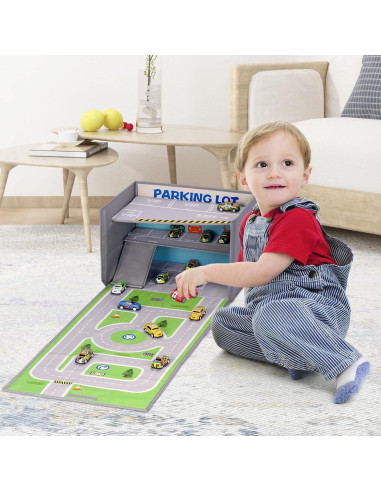 Caja de Garaje Livememory 3 en 1 para Coches de Juguete