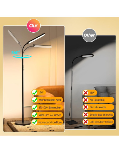 Lámpara de Pie LED Aisutha 18W Ajustable Control Remoto
