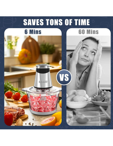 Procesador de Alimentos BUMET 500W 2L 8Tazas Acero Inoxidable