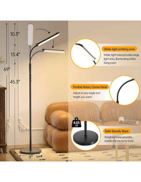 Lámpara de Pie LED Aisutha 18W Ajustable Control Remoto