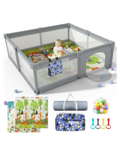 Parque Infantil LUTIKAING 200x180cm con Alfombra y Pelotas