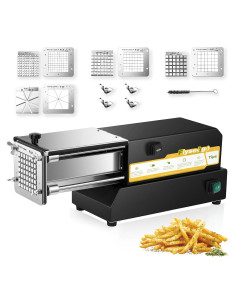 Cortador de Papas Fritas Eléctrico Flyseago 4 Cuchillas Acero