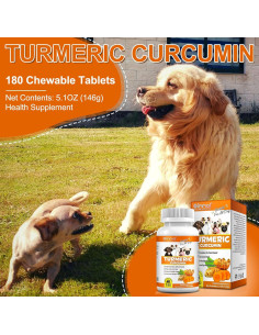 Cápsulas de Cúrcuma Curcumina para Perros - 180 Tabletas Masticables Sabor Pato Pekín 2
