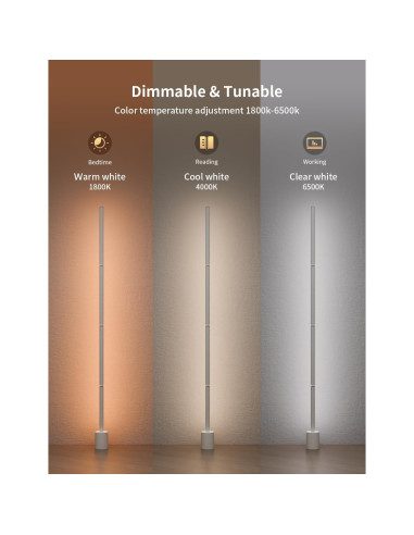 Lámpara de Pie Inteligente Ailofy RGBW+IC 16 Colores