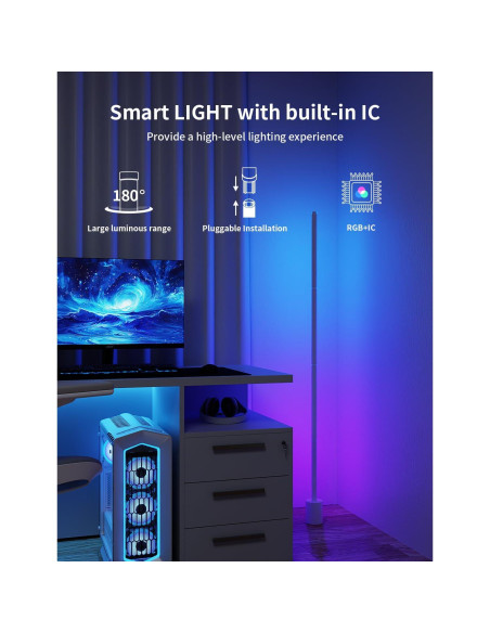 Lámpara de Pie Inteligente Ailofy RGBW+IC 16 Colores