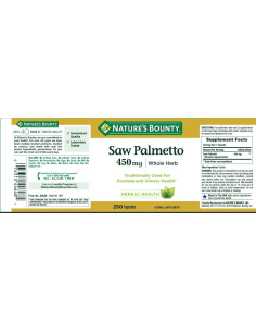 Suplemento de Saw Palmetto Nature's Bounty 450mg 250 cápsulas 2