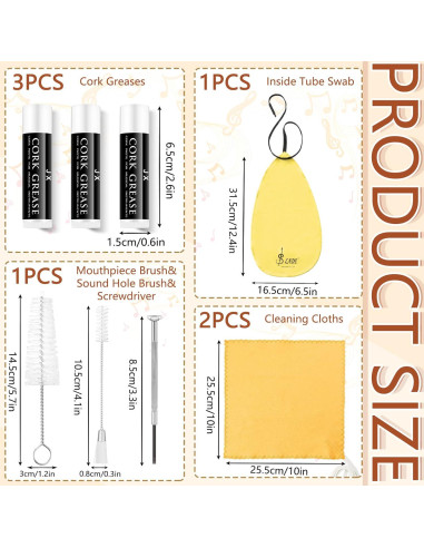 Kit de Limpieza para Clarinete Boao 23 Piezas Amarillo