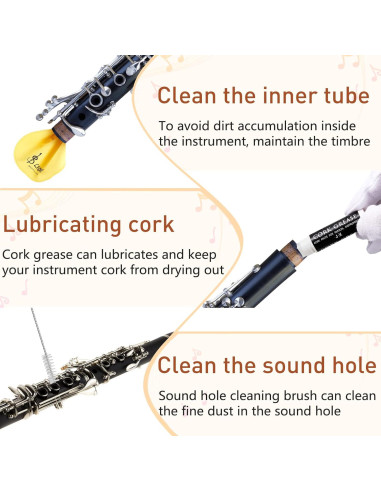 Kit de Limpieza para Clarinete Boao 23 Piezas Amarillo