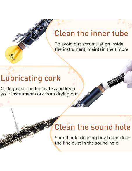 Kit de Limpieza para Clarinete Boao 23 Piezas Amarillo