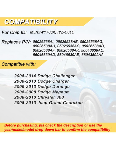 Control Remoto Llave Dodge Challenger 2008-2014 2 Pcs