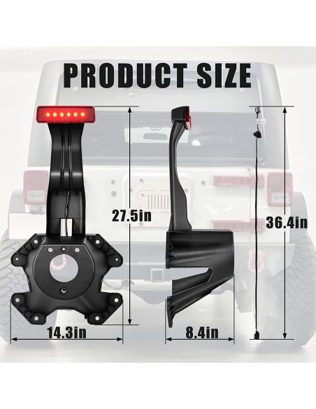Soporte de Montaje para Neumático de Repuesto TEMSONE Rojo