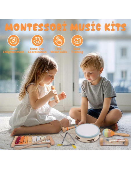 Conjunto de Instrumentos Musicales MTTIERY 8 Piezas para Niños