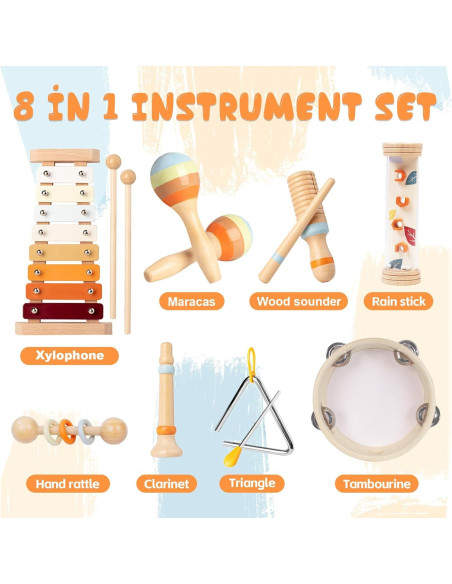 Conjunto de Instrumentos Musicales MTTIERY 8 Piezas para Niños