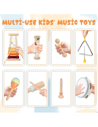 Conjunto de Instrumentos Musicales MTTIERY 8 Piezas para Niños