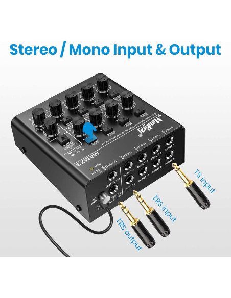 Mezclador de Audio Moukey MK0150 8 Canales Bajo Ruido