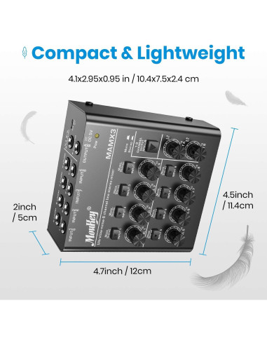 Mezclador de Audio Moukey MK0150 8 Canales Bajo Ruido