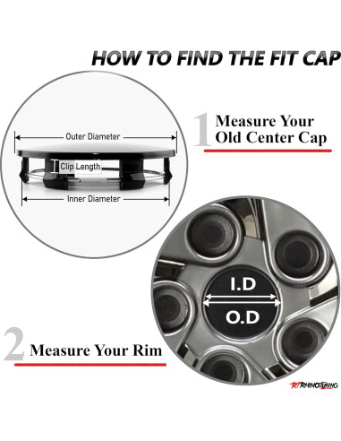 Tapas de Centro de Rueda Rhinotuning 70mm Set de 4 Negro