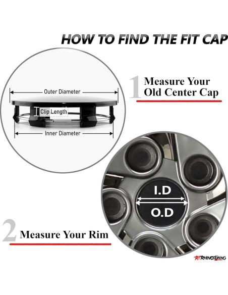 Tapas de Centro de Rueda Rhinotuning 70mm Set de 4 Negro