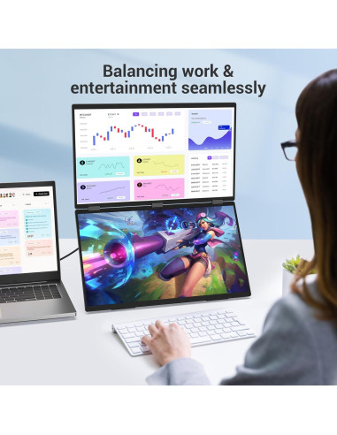 InnoView Monitor Portátil Doble 18.5" 1080P Plegable