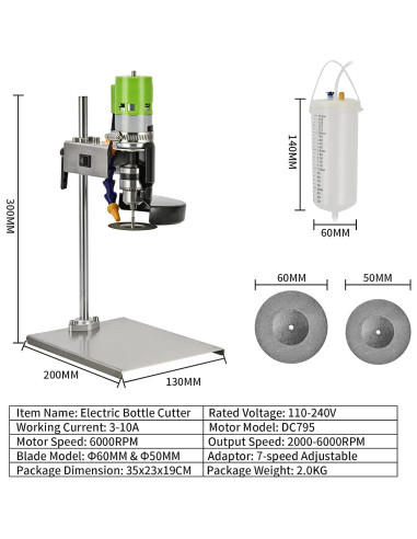 Cortadora de Botellas Eléctrica DIYAREA 150W 6000RPM