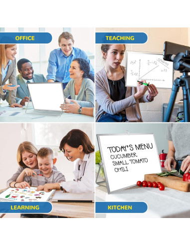 Pizarra Blanca Magnética ABERLLS 40x30 cm Doble Cara con Soporte