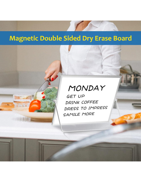 Pizarra Blanca Magnética ABERLLS 40x30 cm Doble Cara con Soporte Pizarra Blanca Magnética ABERLLS 40x30 cm Doble Cara con Soporte