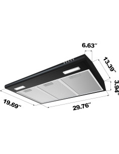 Campana Extractora CIARRA 30" Negra Bajo Gabinete 3 Velocidades 2