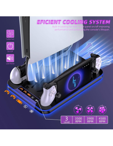 Soporte Enfriamiento PS5 JYS con Carga Doble y RGB