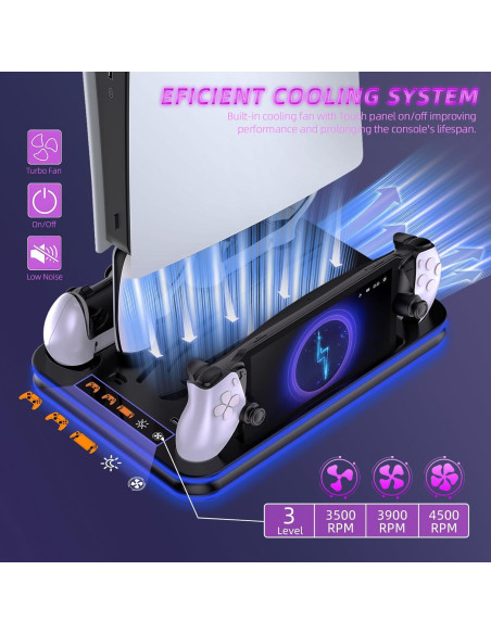 Soporte Enfriamiento PS5 JYS con Carga Doble y RGB