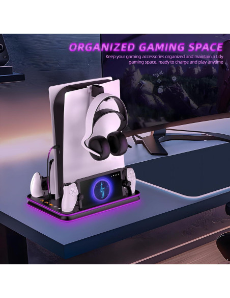 Soporte Enfriamiento PS5 JYS con Carga Doble y RGB