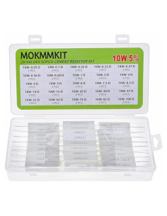 Kit de Resistores de Cemento MOKMMKIT 10W 50 Piezas 0.05-100 Ohm