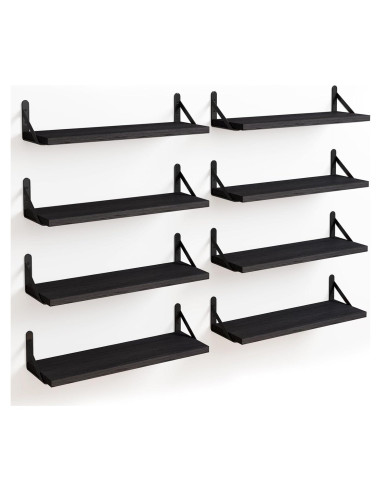 Estantes Flotantes Fixwal de Madera Rústica - Juego de 8 Piezas