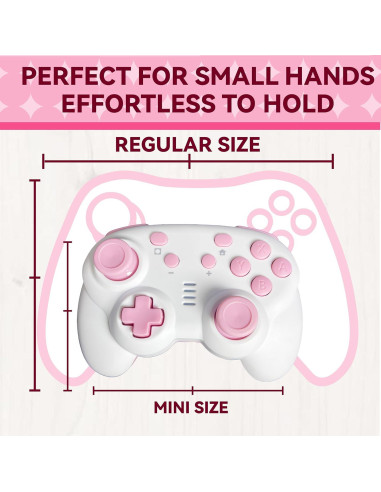 Controlador Inalámbrico TurbX Mini Mate Rosa para Switch y PC